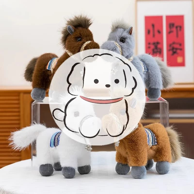 Portachiavi Peluche Cavallo Carino; Bambola di Peluche a Cartone Animato e Ciondolo per Borsa Studente, Regali Portachiavi