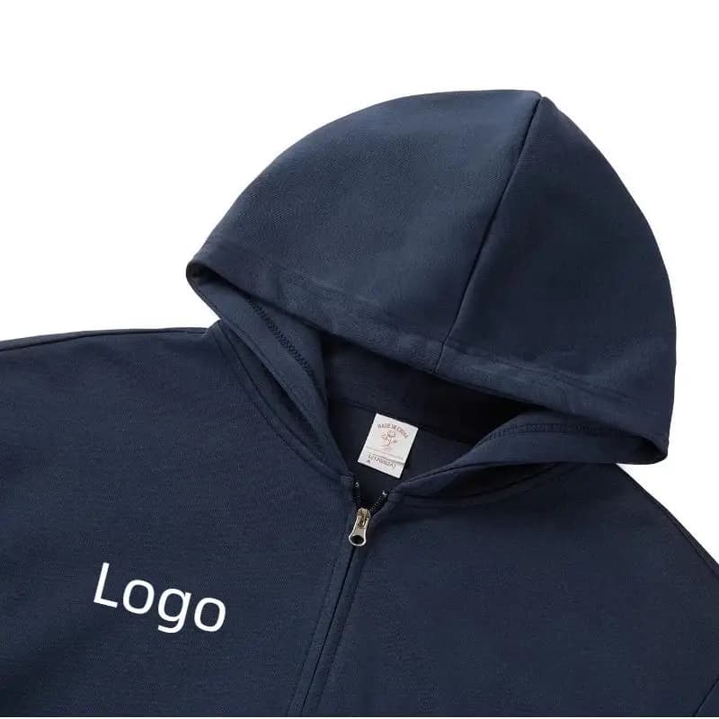 Felpa con cappuccio con cerniera da uomo Personalizzazione Logo stampato personalizzato Giacca da strada per giovani casual allentata a maniche lunghe tinta unita