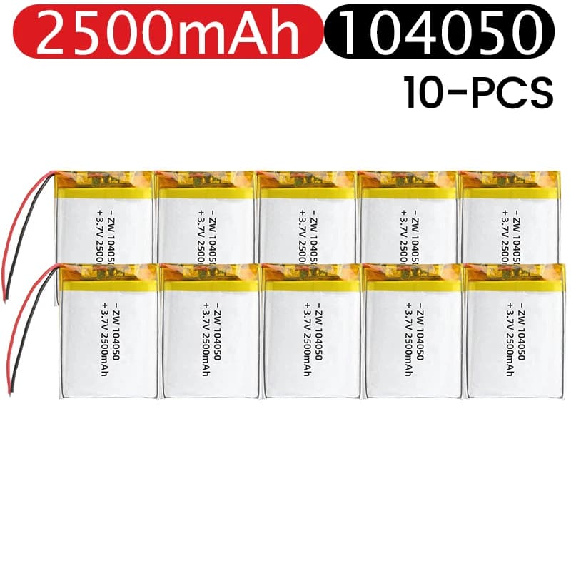 104050 Lithium polymer rechargeable battery from 3.7 V 2500 mAh XH2.54 PH 2.0 with 2 pin connector for GPS navigator, Bluetooth MP5 headset