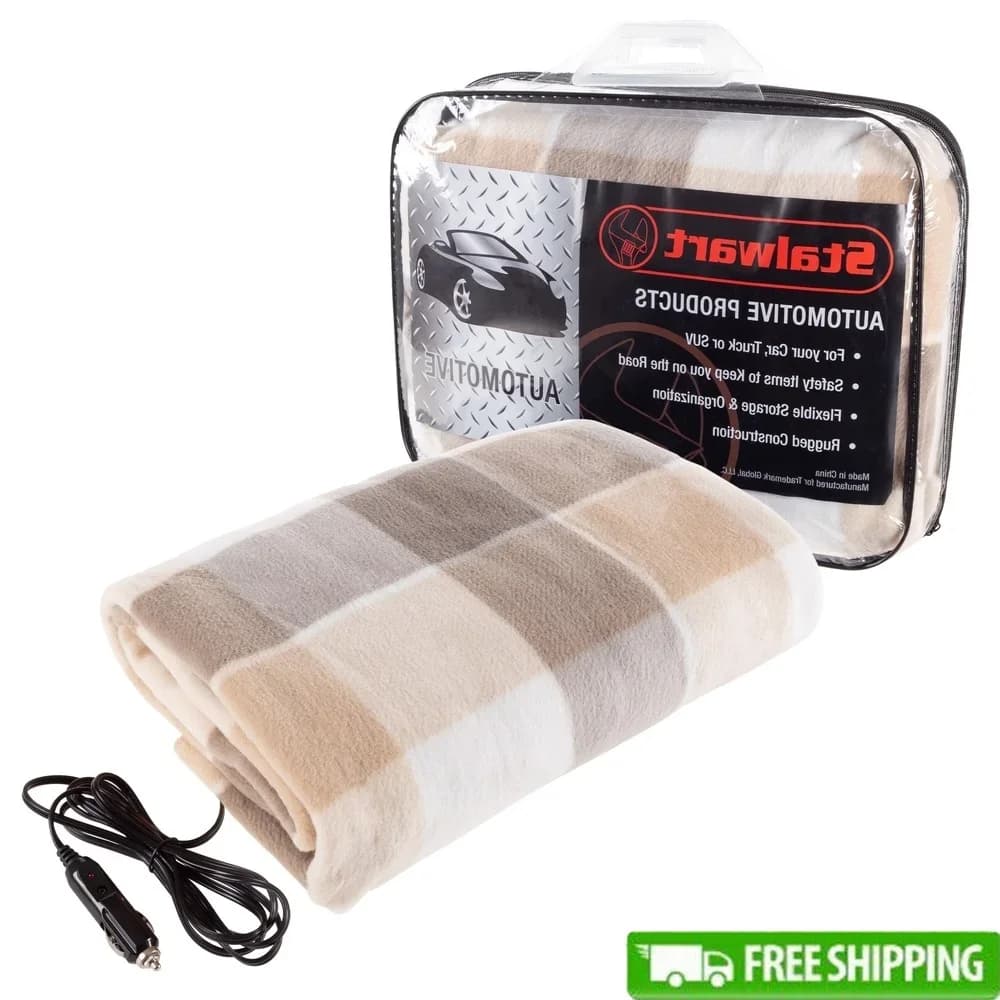 Coperta riscaldata per auto elettrica 12V da viaggio in pile portatile, tiro caldo, perfetto campeggio, viaggi su strada, uso di emergenza, regalo accogliente