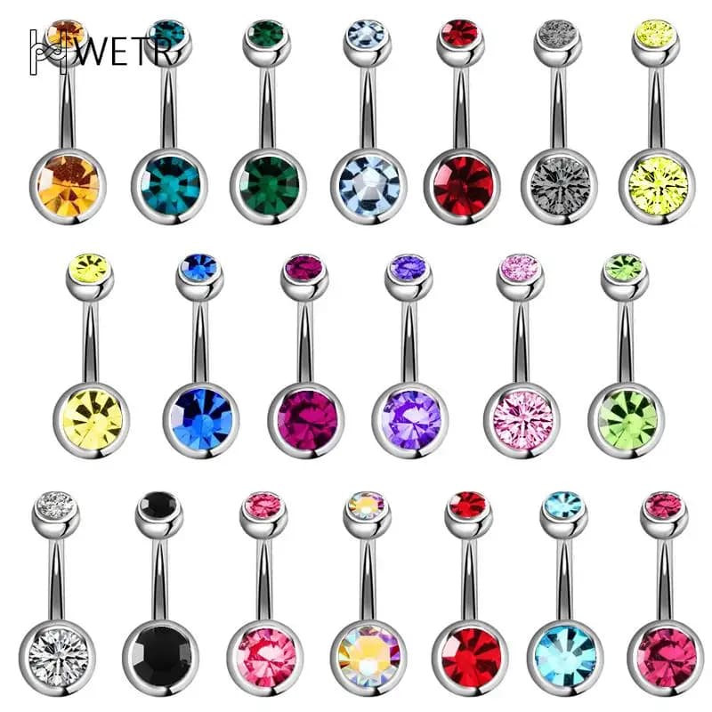 5/10/15/20 pz/lotto Piercing Ombelico In Acciaio Chirurgico Rhinestone di Cristallo Anelli Del Tasto di Pancia Piercing All'ombelico Ombligo palla Nombril