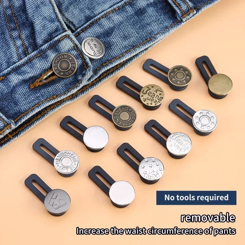 5/10 pz Prolunga Bottone In Metallo Perfetto A Qualsiasi Jeans Pantaloni Cucito Libero Retrattile Jeans Bottone In Vita Fibbie Estese Kit di Fissaggio
