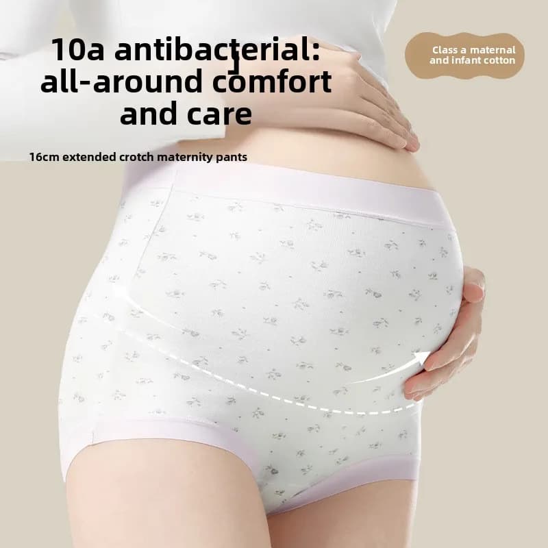 High Waisted Pregnant Women's Underwear Made Of Cotton 16CM With An Extended Crotch And Large Size Soft And Comfortable