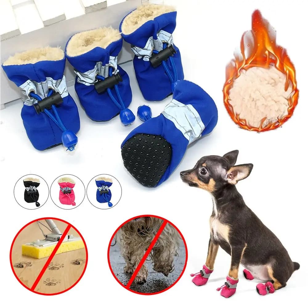 4 pezzi scarpe invernali per cani impermeabili con stivali da neve antiscivolo in velluto calzature scarpe spesse e calde per animali domestici calzini per cuccioli di piccoli gatti