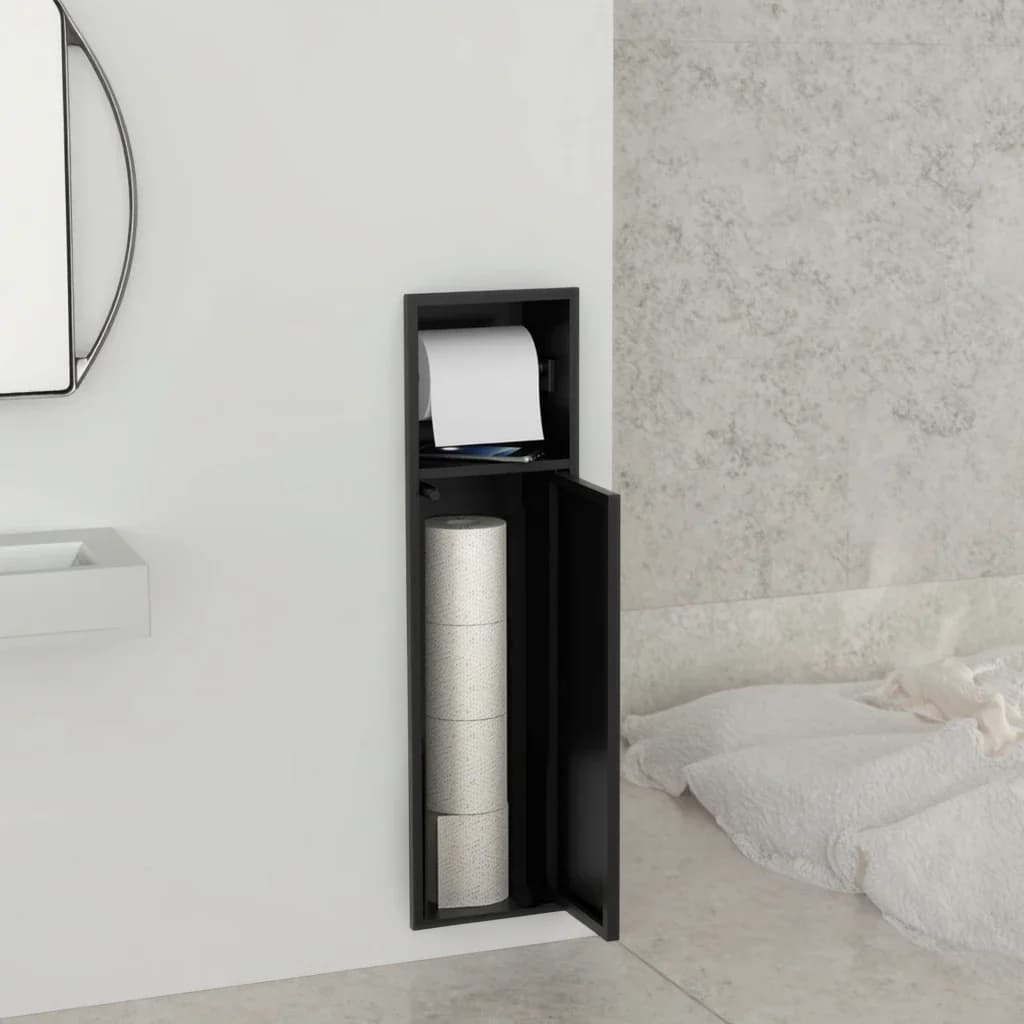Portarotolo di Carta Igienica a Incasso, Contenitore per Salviette, Nicchia per Carta Igienica in Acciaio Inox SUS 304 per Bagno