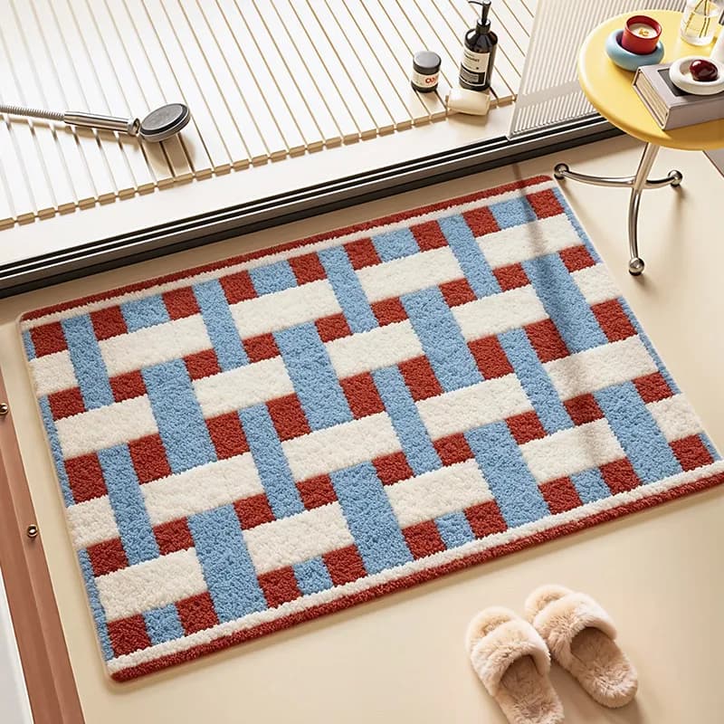 VIKAMA Bathroom Water-Absorbing Rug Traditional Style Bathroom Entrance Door Winter Stain-Resistant Entrance Mat For Home Decor