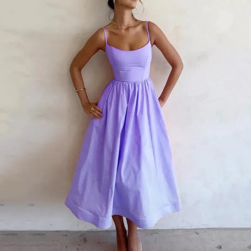 Spring 2026 Sexy Waist-Cinching Pleated Color Maxi Strapless Dress Women's New Fashion Cross-Border High Waist A-Line S...