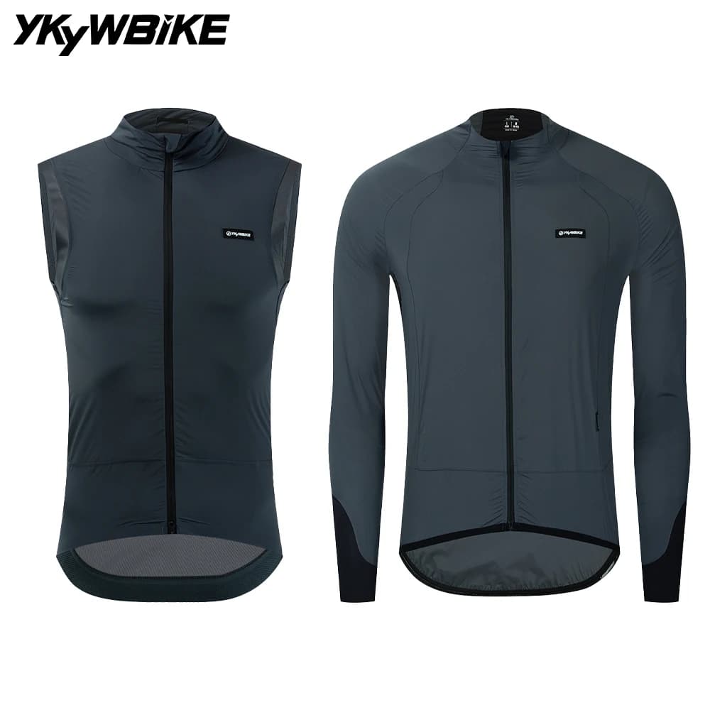 YKYWBIKE Frangivento da ciclismo con cerniera YKK a 2 vie Gilet da bicicletta leggero e traspirante Gilet da bici da strada impermeabile antivento