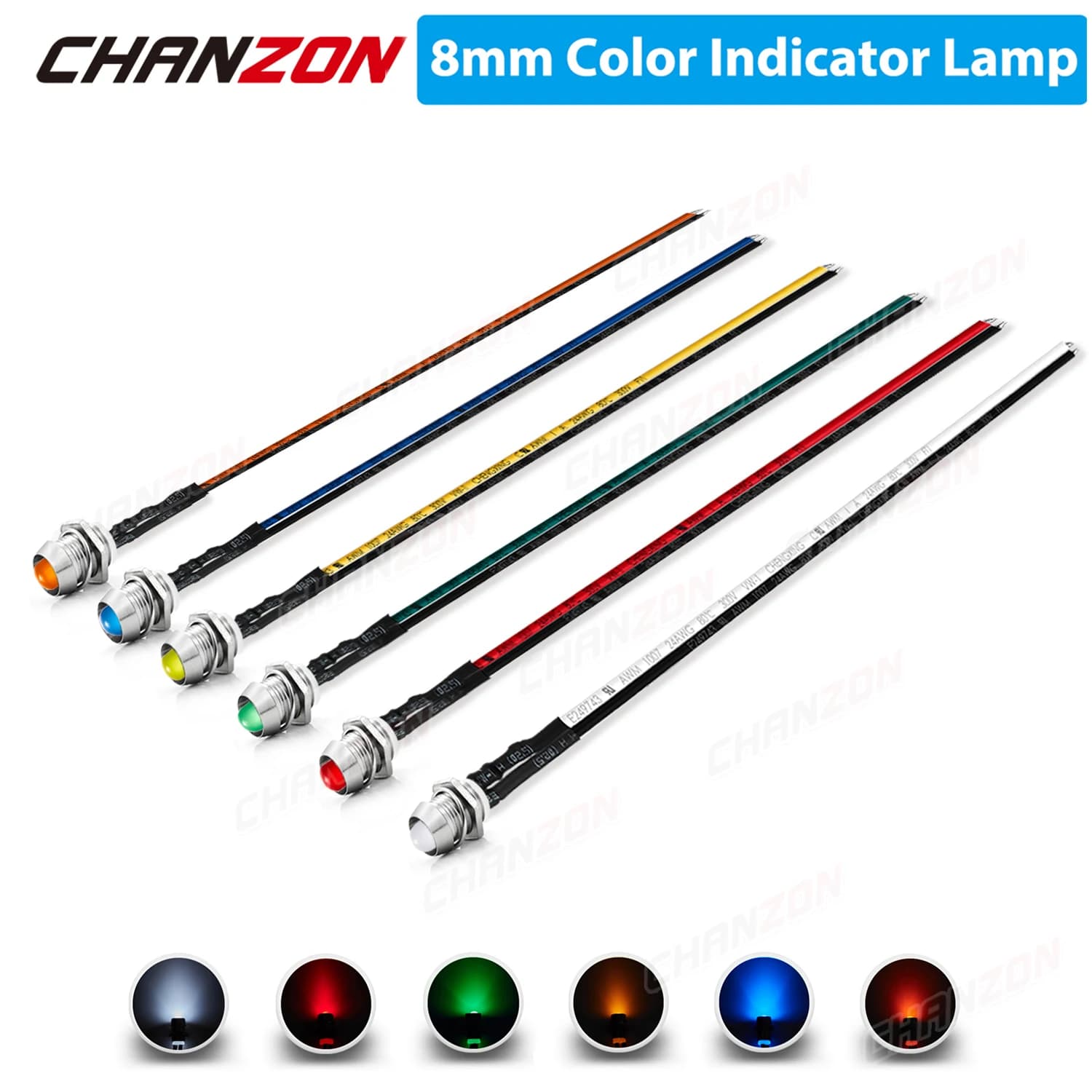 Kit LED precablato da 5 mm Lampadina a diodi emettitori di luce diffusi da 12 V Bianco Rosso Verde Blu Giallo Arancione con supporto da 8 mm