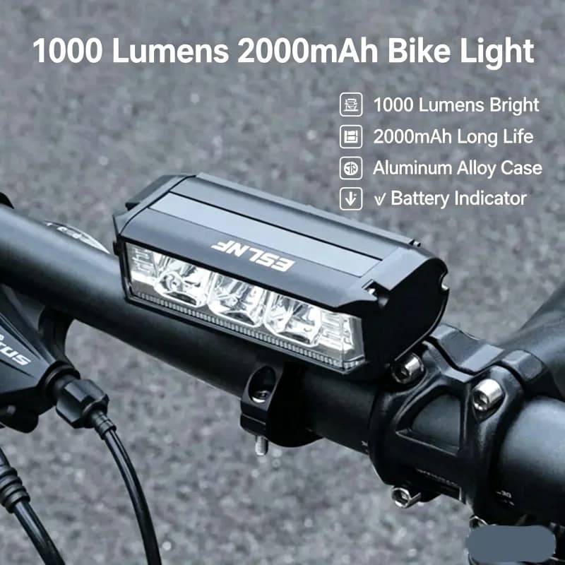 ESLNF 1000 Lumen USB Rechargeable Mtb Bicycle Handlebar Headlight In Aluminum Alloy Waterproof Highlight LED Bike Front Light