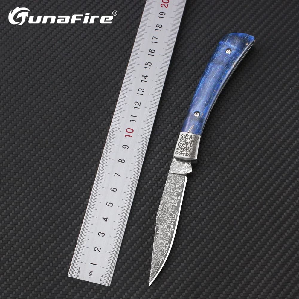 Tunafer Foldable Damascus Knives High Quality Outdoor Camping Knives Fishing Knives Fruit Kitchen Knives Tools EDC Multipurpose Knives