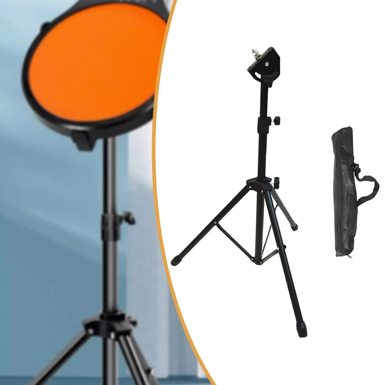 Portable Dumb Drum Pad Stand Height Adjustable Metal Tripod for Drum Practice Pad Silent Training Sessions