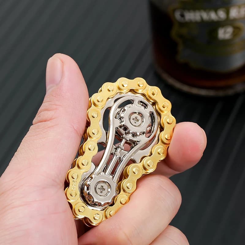 Fidget Spinner Antistress in Metallo a Forma di Catena per Bicicletta, Giocattolo EDC per Adulti e Bambini, Giroscopio Rotante da Scrivania per Dita, Calmante