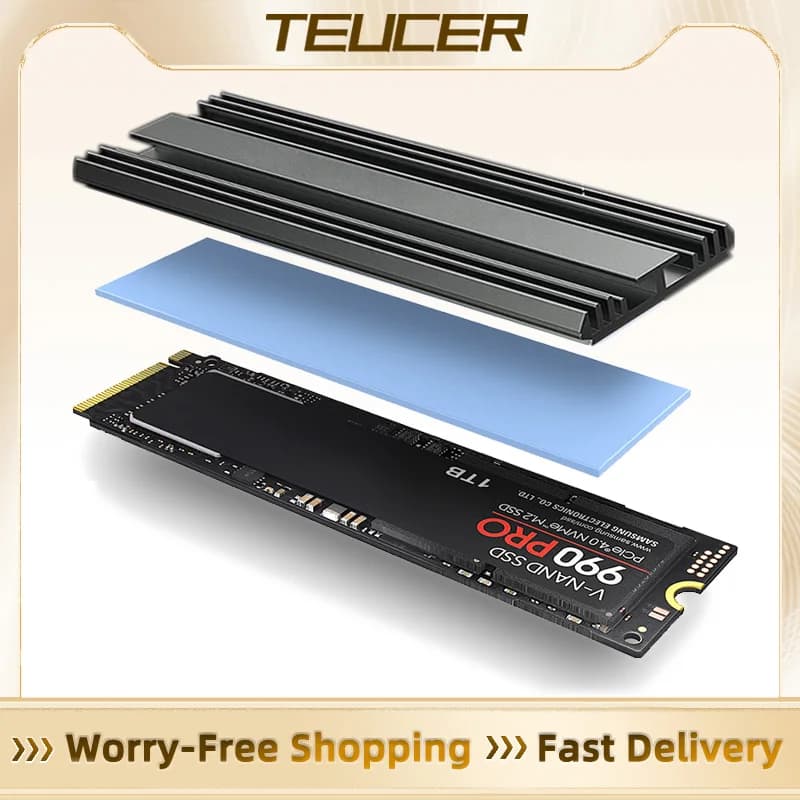 GPUHLOD M.2 SSD Heatsink M2 2280 Solid State Hard Disk Aluminum Radiator with Thermal Silicone Pad PS5 Desktop PC NGFF NVME