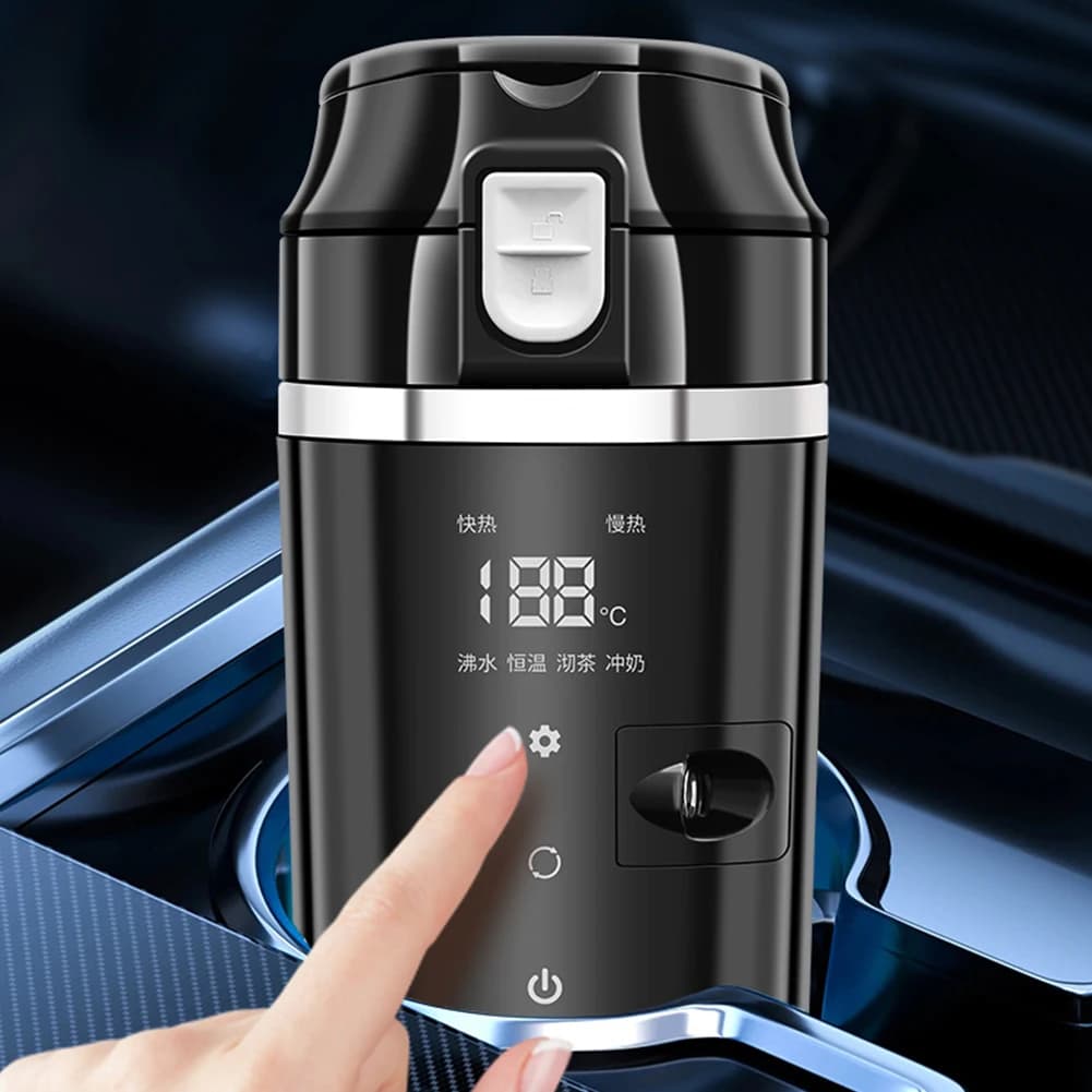 12V/24V Tazza di Riscaldamento Per Auto Display LCD Digitale Tazza di Riscaldamento Per Auto Portatile Tazza di Controllo Intelligente della Temperatura In Acciaio Inox 500ML