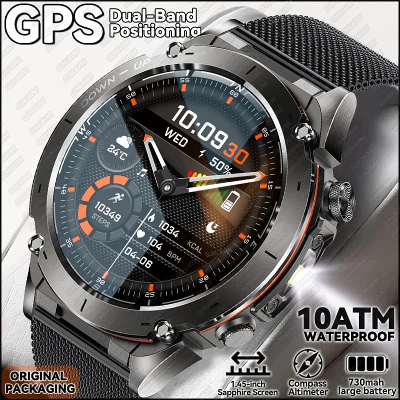 T-REX Ultra GPS Smart Watch 5ATM Waterproof 1.43 "AMOLED Built-in Dual-band GNSS Military Sport Compass Smartwatch Man 2025New