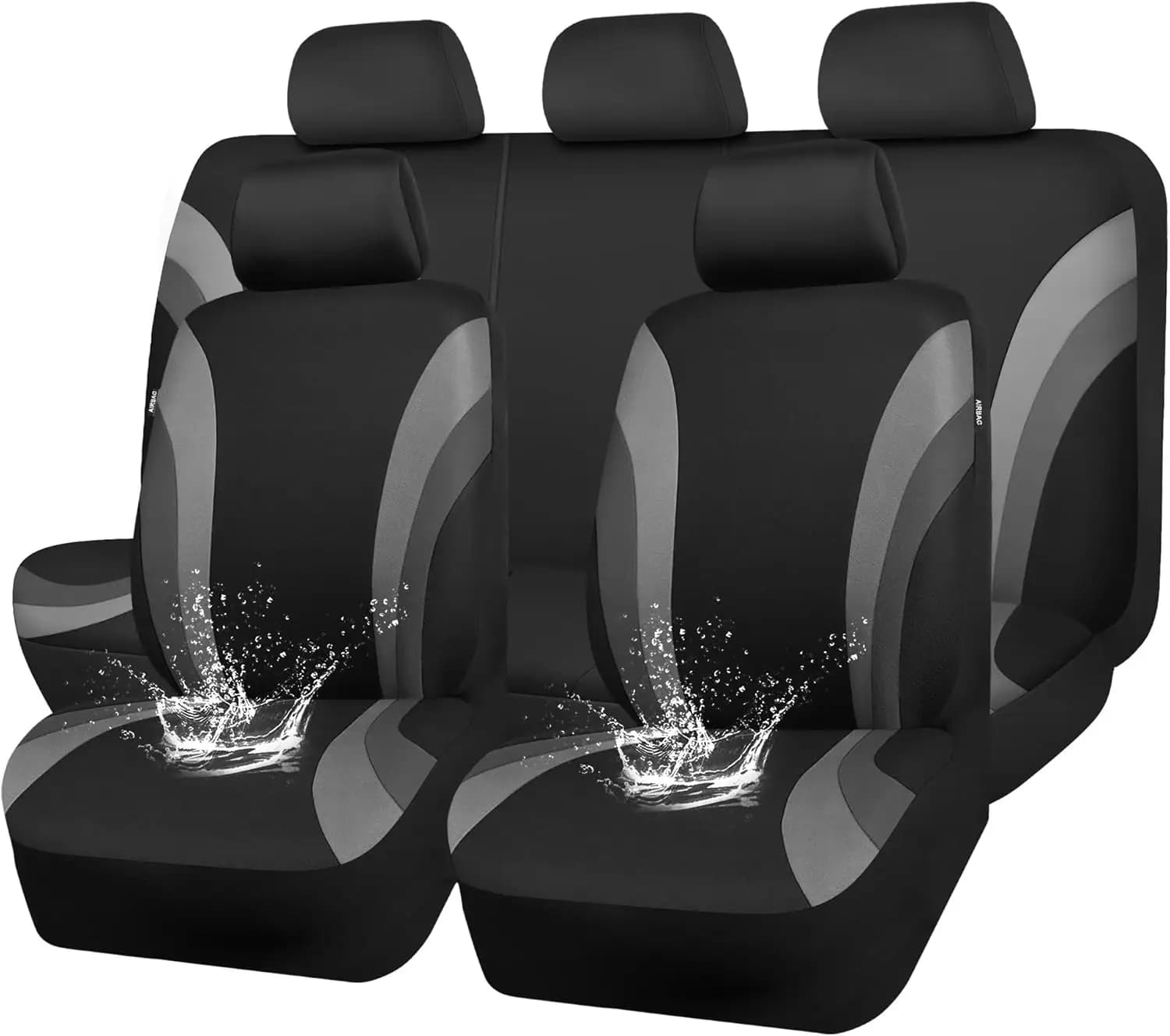 Coprisedili Auto Impermeabili in EVA, Set Completo Nero Grigio Universale per Berlina SUV Camion Compatibili con Airbag