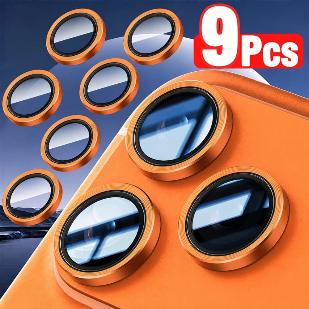 9pcs Camera Lens Protector for iPhone 17 16 15 14 13 12 Pro Max 17, Tempered Glass Screen Protector High-Quality Glass
