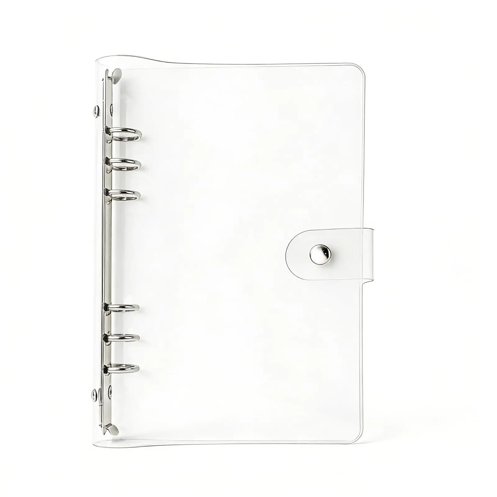 Cartella Portadocumenti Trasparente in PVC A5/A6 con Anelli, Copertina Trasparente per Planner, Raccoglitore per Quaderni, Forniture per Scuola e Ufficio