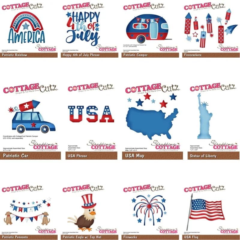 Fustelle Metalliche per Auto e Camper Patriottici, Stencil per Scrapbook e Diario, Template per Goffratura, Biglietti Fai da Te 2026