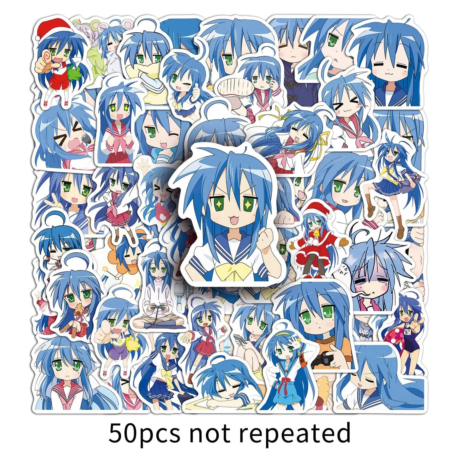 50 pezzi Izumi Konata Lucky Star adesivi Kawaii ragazze cartone animato adesivo laptop notebook valigia bici decalcomania decorativa regalo