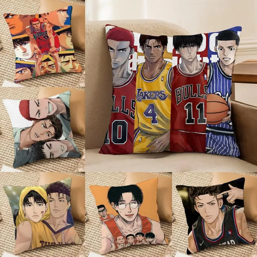 Federa per cuscino S-SlamDunkAnimeCute, stampata su entrambi i lati, cuscino per divano, testiera per camera da letto