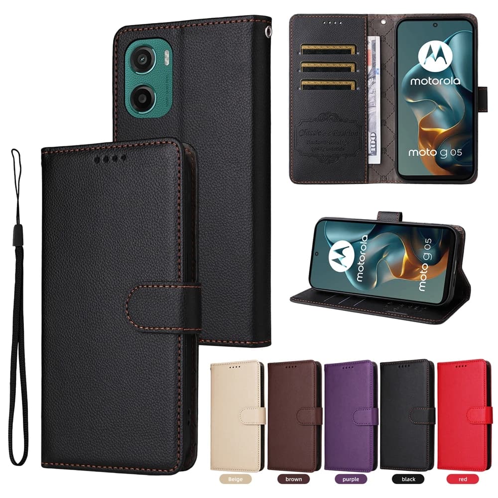 Custodia a portafoglio con blocco RFID per Motorola Moto G04 G05 G15 G24 G35 G55 G75 G85 Edge 50 60 Neo Fusion Custodie in pelle magnetica