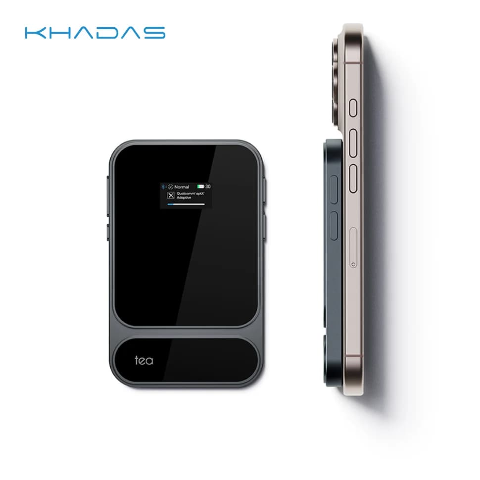 Amplificatore per cuffie portatile Khadas Tea Pro con display magnetico/0,95"/BT5.4/2100mAh/ESS ES9039Q2M, supporto PCM 768/DSD 512/3.5/4.4mm