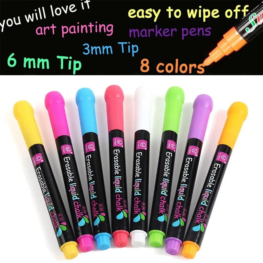 Erasable Led Board Writing Glass Window Painting Whiteboard Pen Highlighters Liquid Chalk Pen Art Marker Pen