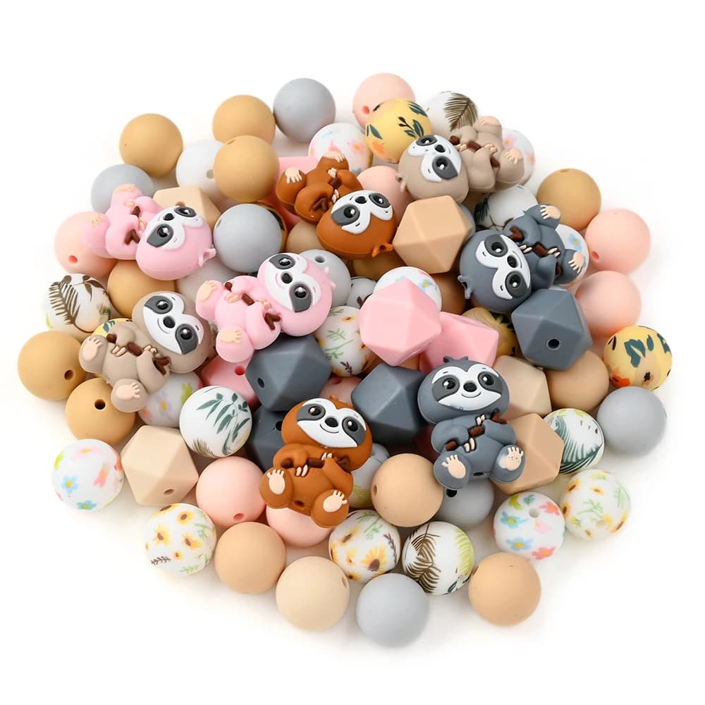 27 pezzi set in silicone rotondo ottagonale forma animale massaggiagengive perline di messa a fuoco per clip per catena ciuccio fatta a mano accessori porta manichino