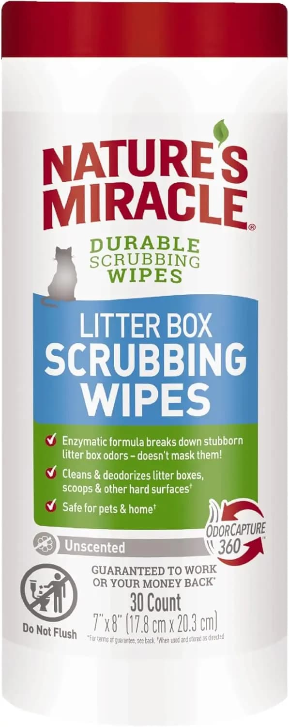 Salviette detergenti per lettiera 30 pezzi – Formula enzimatica che elimina gli odori, delicata sui zampe