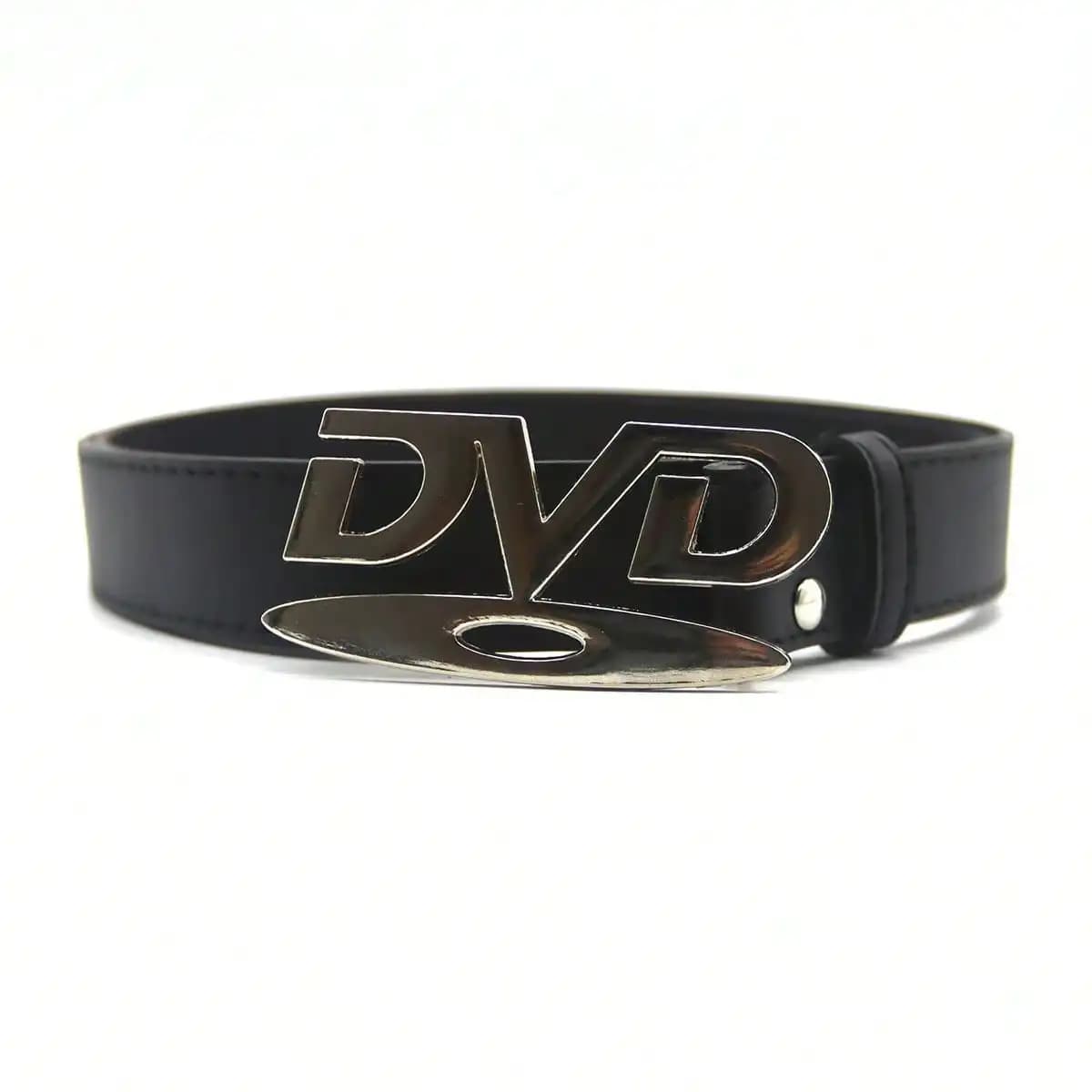 Unisex Retro DVD Buckle Decorative Belt, Black & White Multifunctional Belt Suitable For Jeans, Women's Gift, Letter Party PU Belt, All Seasons