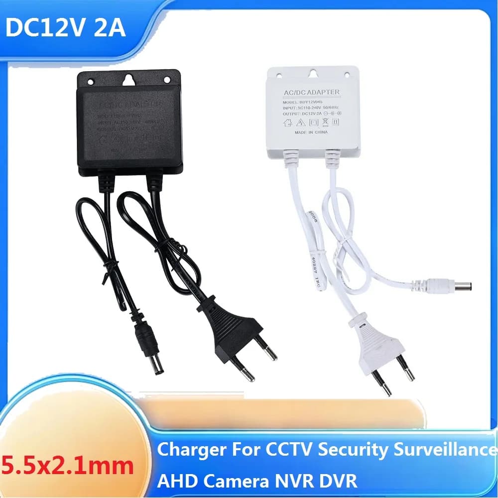 DC12V 2A Waterproof EU Plug Power Adapter For CCTV Security Surveillance AHD Camera Charger NVR DVR Input AC100V-240V 5.5*2.1mm