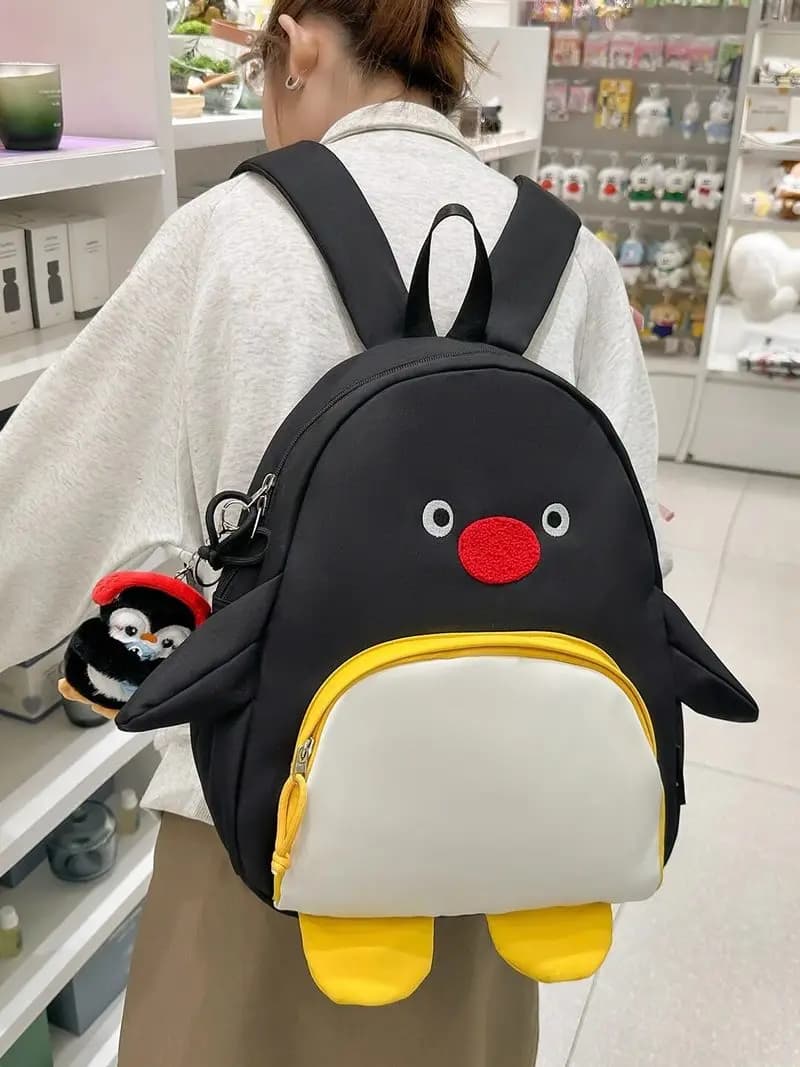 Zaino Leggero a Forma di Pinguino, Borsa Scolastica per Studenti, Zaino con Stampa Cartoon, Borsa a Doppia Spalla per Turismo e Tempo Libero, Versatile per il Pendolarismo