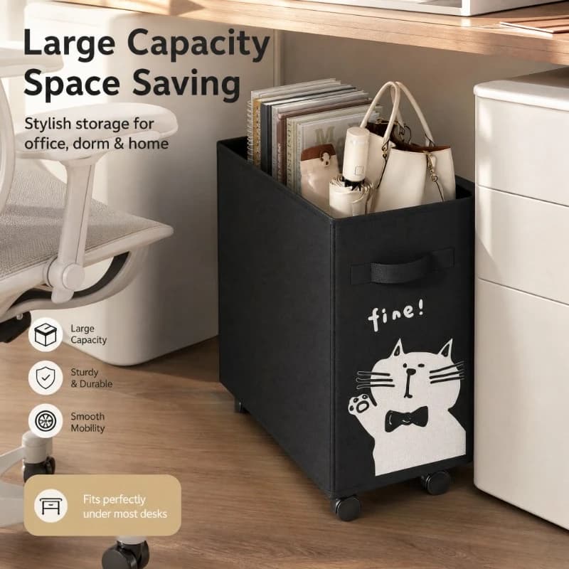 Under Desk Rolling Storage Cart Organizer With Wheels For Office School Home Laptop Bags Books Folders