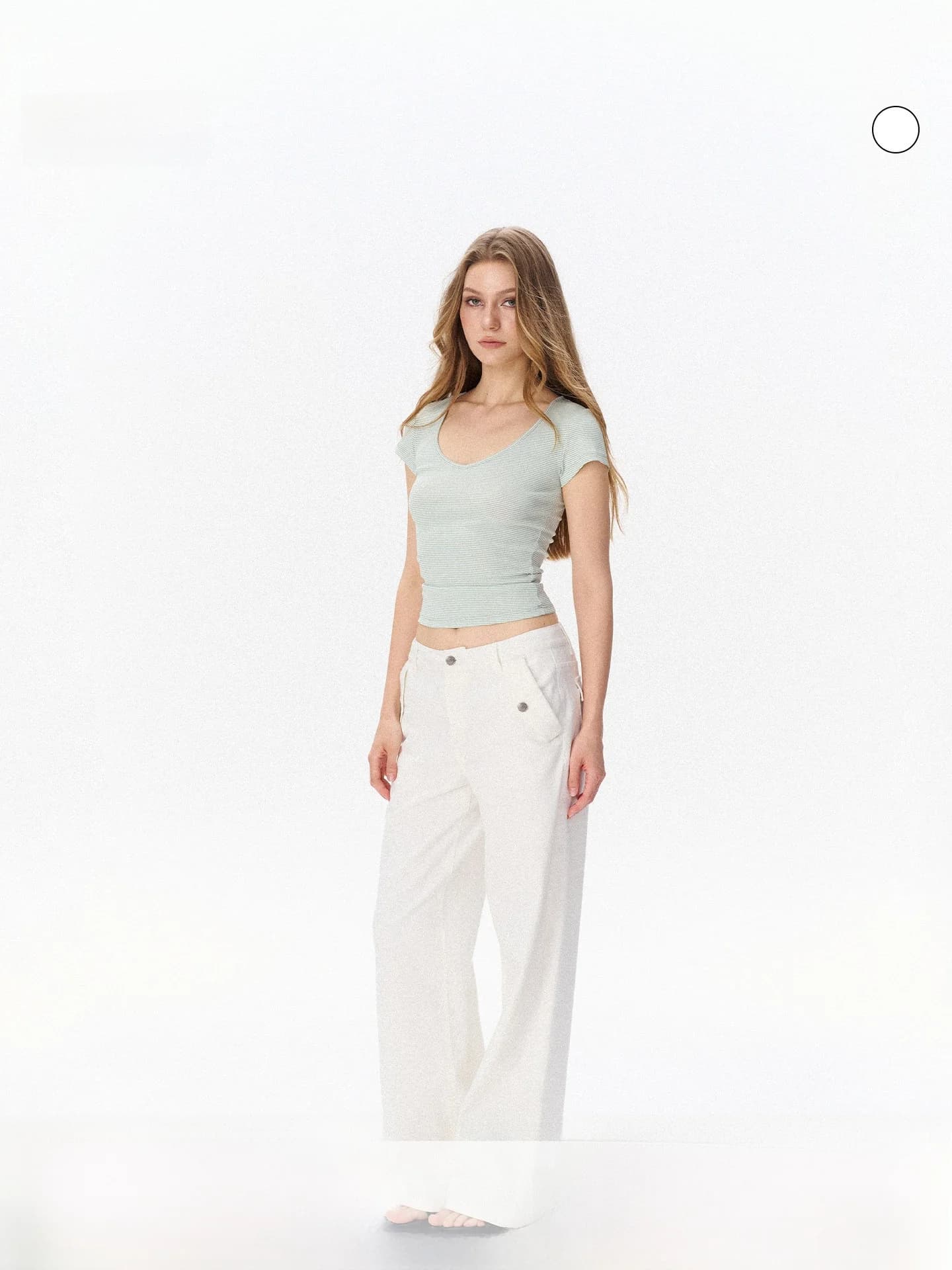 Jeans da donna Yuuue in denim bianco di puro cotone, modello estivo 2026, con tasche, versatili, a gamba larga e taglio dritto