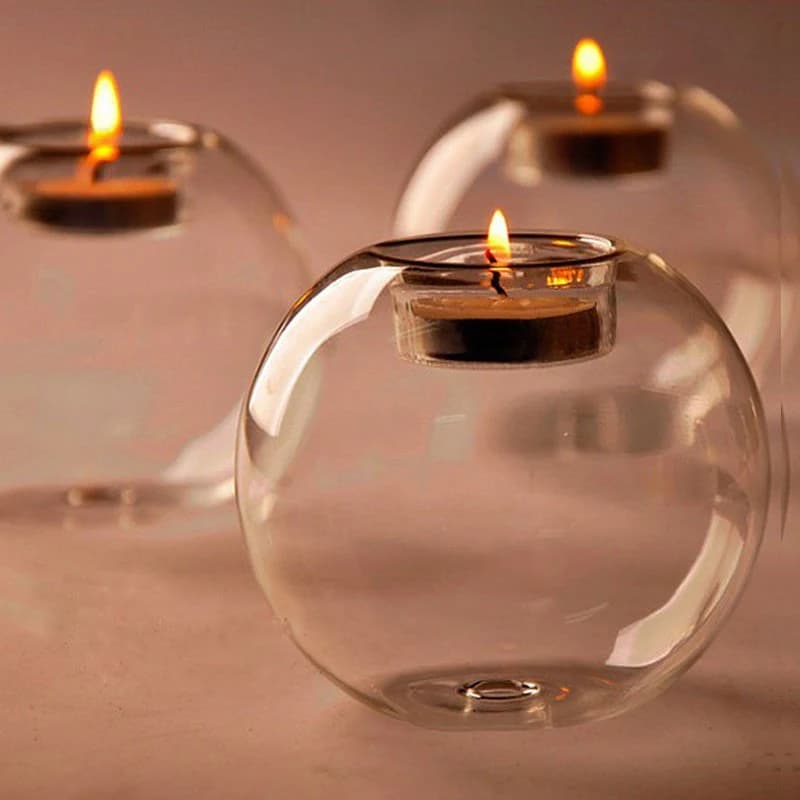 Transparent glass candle holder, quarry round light, decoration for living room, wedding decoration, home decoration, 1 piece