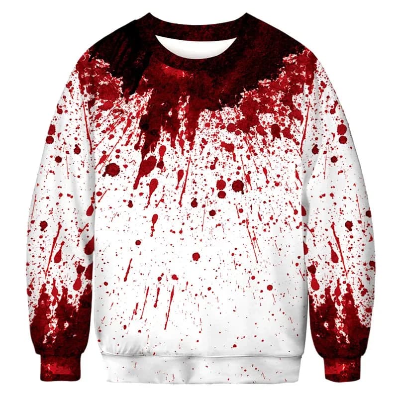 Halloween Men's Hoodie with 3D Printing Blood Skull, Fantasia Graphic Sweater, Long Sleeve Pullover for Custom Cosplay