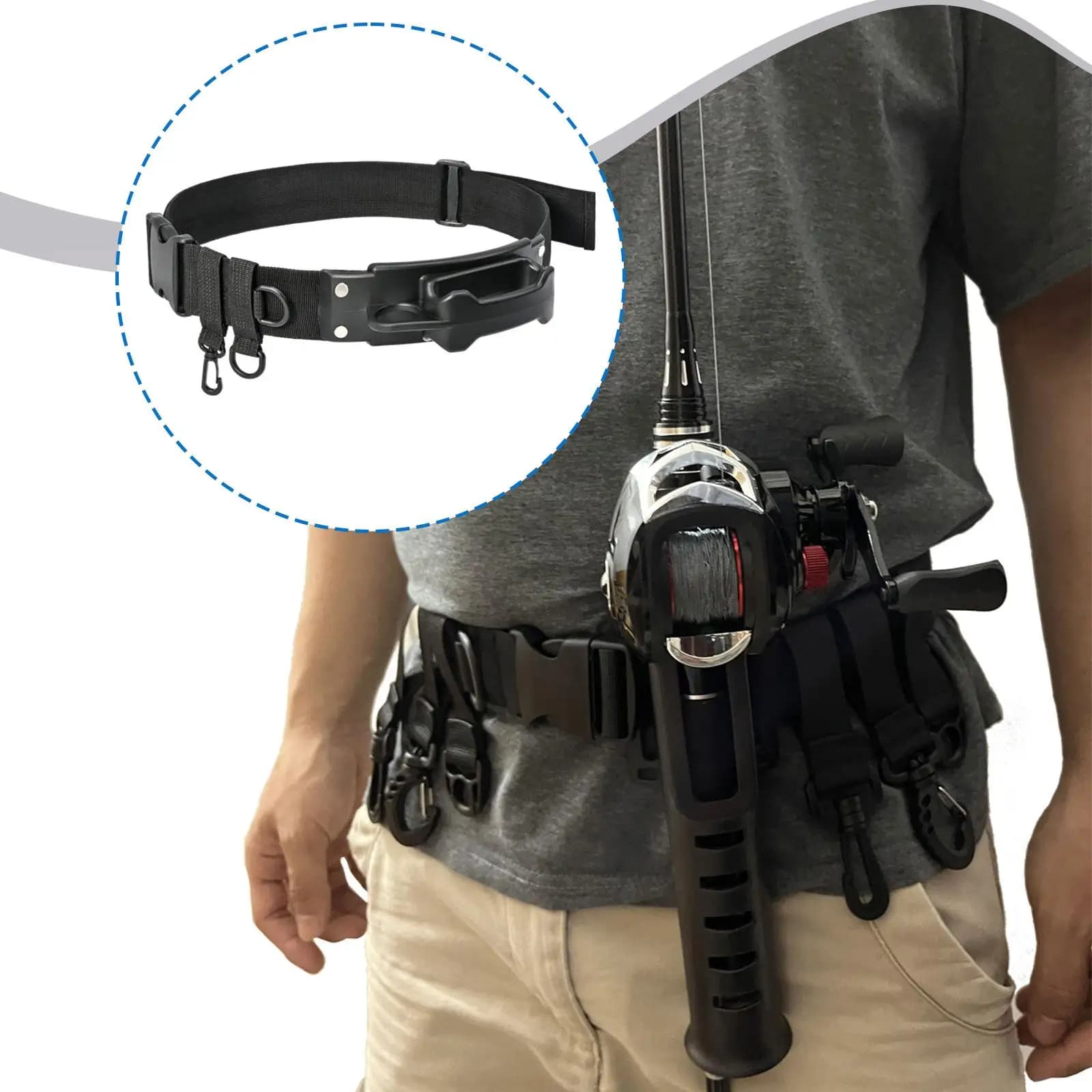 Belt Fishing Rod Holder Versatile Adjustable Length Organizer Accessory