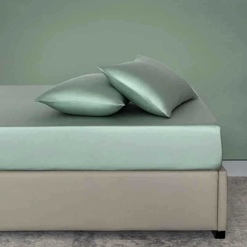 3Pcs 100% Bamboo Fitted Sheet 200x220x30cm with 2 Pillowcases 48x74cm Adjustable Elastic Bands Luxury Bed Sheet Set Bedding