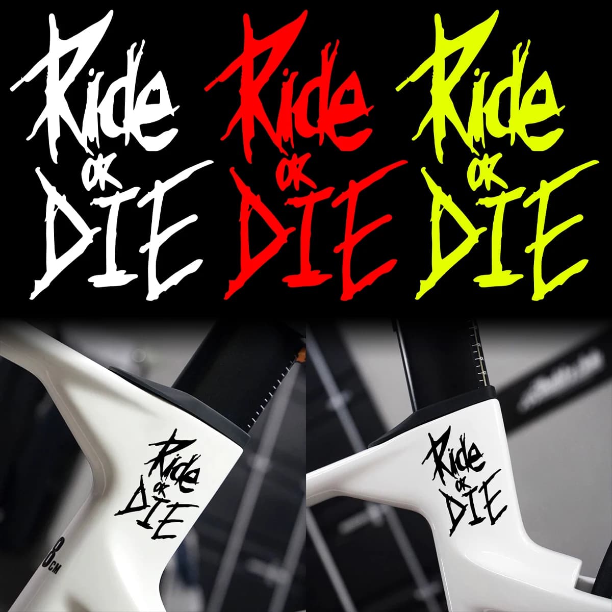 Adesivi Riflettenti per Telaio Bici Elettrica Ride or Die, Decalcomanie in Vinile per Tubo Superiore Bici da Corsa e MTB, Accessori per Casco Moto