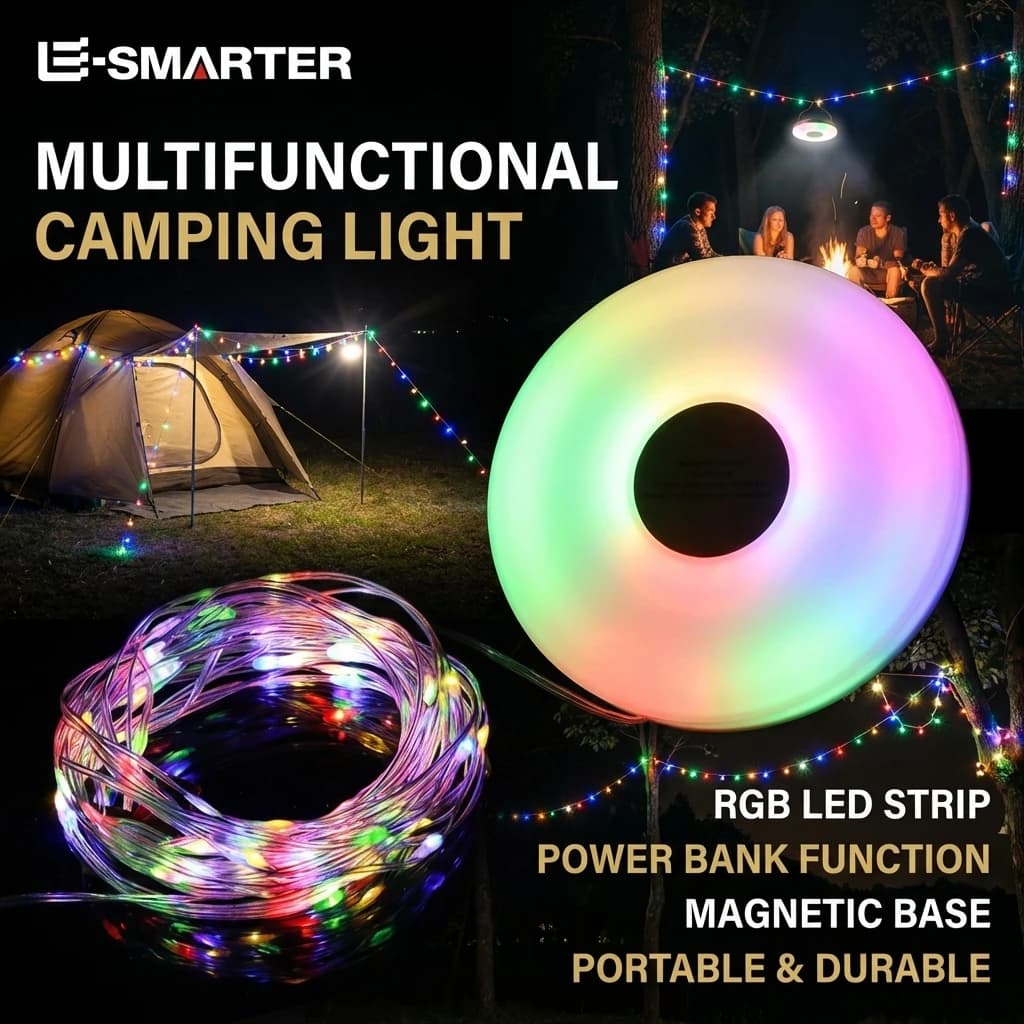 Stringa di Luci LED Ricaricabili, Luci Portatili da Campeggio 1800mAh 8m, Illuminazione Atmosferica per Esterni, Tende, Matrimoni, Decorazioni Natalizie, Lampada a Stella