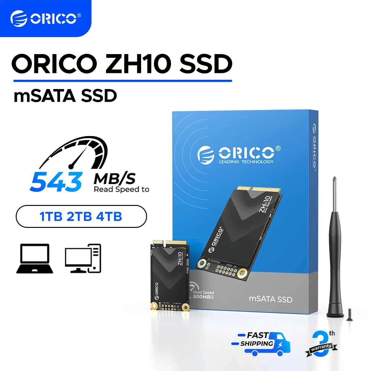 ORICO ZH10 mSATA SSD SATA III 6Gbps 3D NAND Internal Solid State Drive 128GB 256GB 512GB 1TB for Laptops Ultrabooks Desktop-ZH10