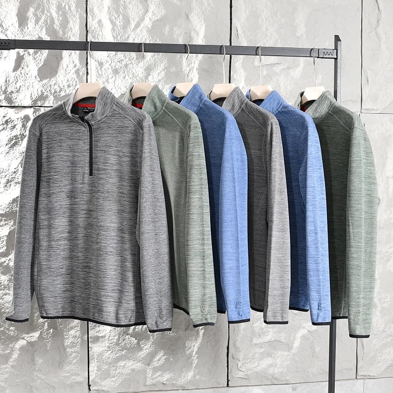 Men's Outdoor Long Sleeve Sweatshirt Polyester Spandex Fabric Stand Collar Half Zipper Cardigan Autumn Winter Thickened Jacket