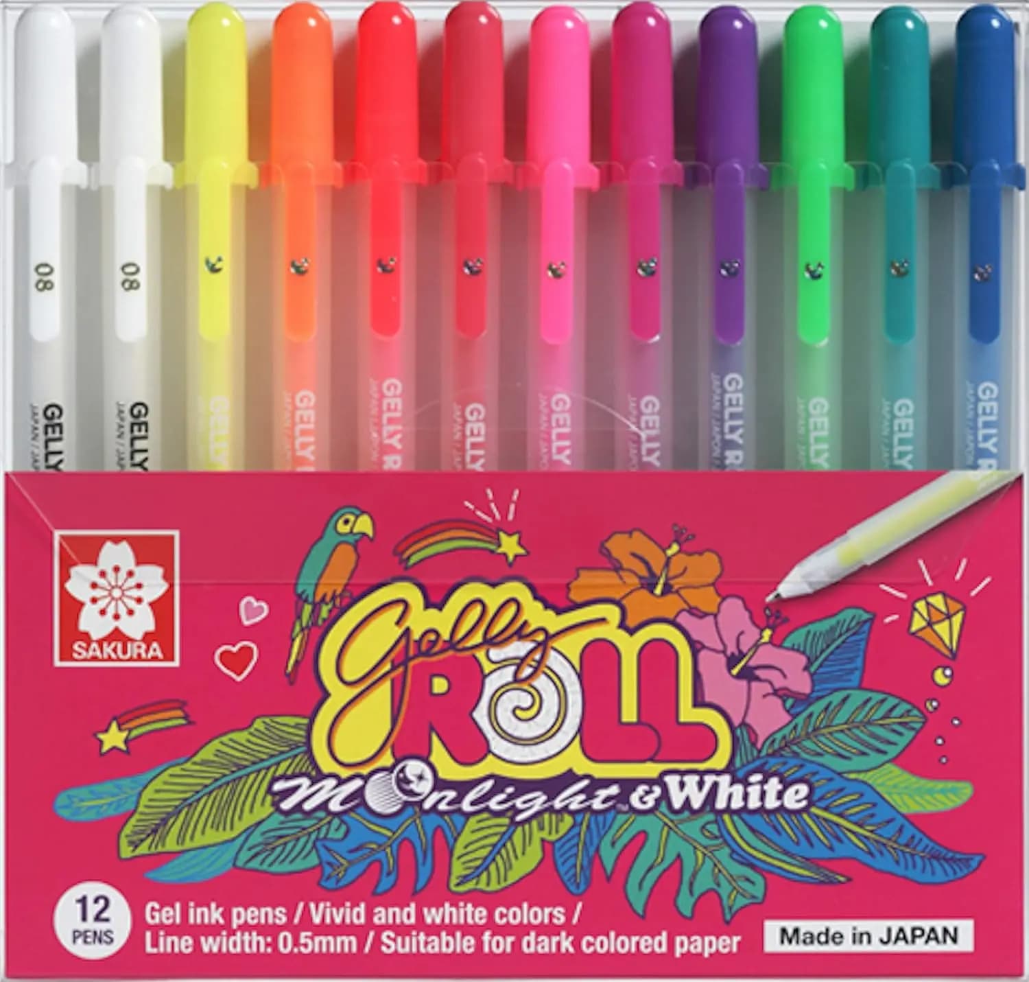 Set di Penne Gel Moonlight Edizione Limitata - 12 Colori Assortiti, Brillanti e Scintillanti, Punte da 0.3-1.0mm