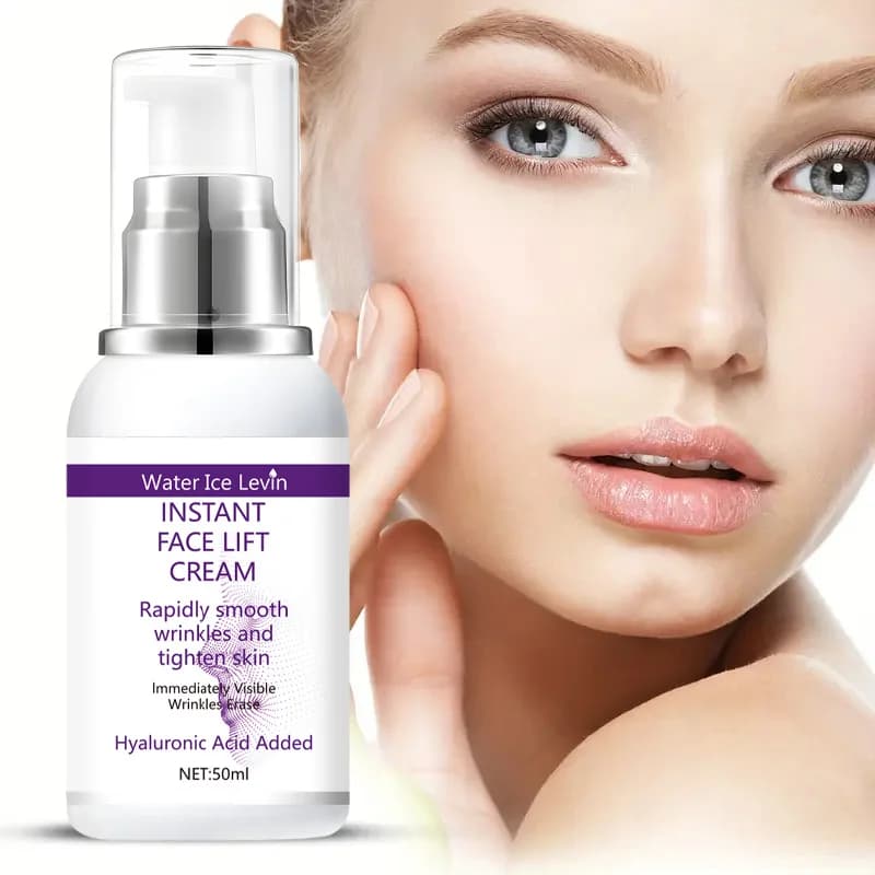 Instant face lift cream with hyaluronic acid for wrinkles. Radiant solution.