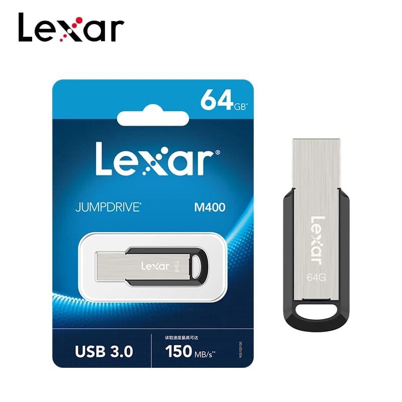 Lexar JumpDrive M400 USB 3.0 originale, chiavetta USB da 32GB con velocità di lettura massima di 130MB/s, memory stick da 64GB, 128GB, 256GB, chiavetta USB in metallo per PC