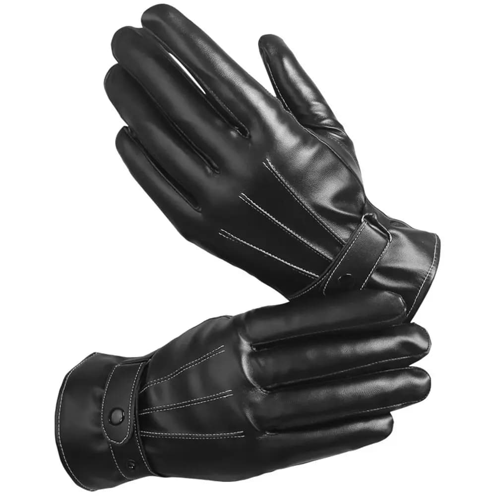 Guanti termici caldi in pelle da motociclista Guanti invernali antivento con dita intere Guanti per schermo