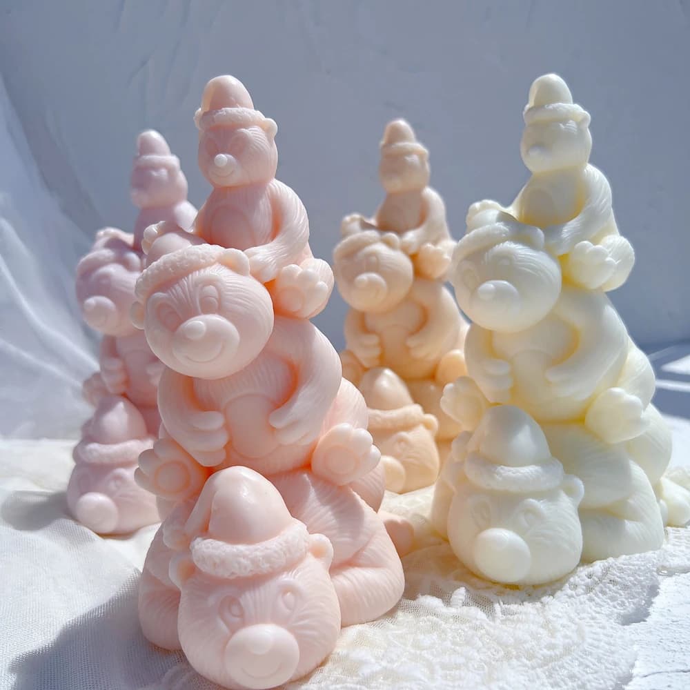 Teddy Bear albero di natale stampi per candele cena torta animale stampo in Silicone cera di soia stampo in Silicone decorazioni natalizie in resina per la casa