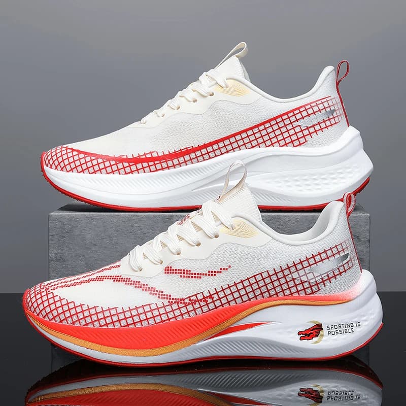 Scarpe da Corsa per Uomo e Donna, Sneakers Atletiche da Marathon con Ammortizzazione ad Aria e Piastra in Carbonio, Traspiranti e Leggere